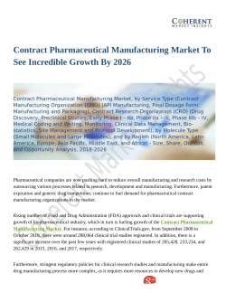 Contract Pharmaceutical Manufacturing Market To See Incredible Growth By 2026