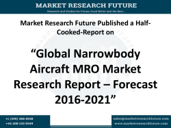 Global Narrow body Aircraft MRO Market Research Report &ndash; Forecast 2016-2021