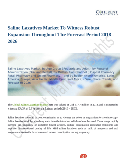 Saline Laxatives Market To Witness Robust Expansion Throughout The Forecast Period 2018 - 2026