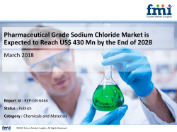 Pharmaceutical Grade Sodium Chloride Market is Poised to Register 5.6% Growth by the End of 2028