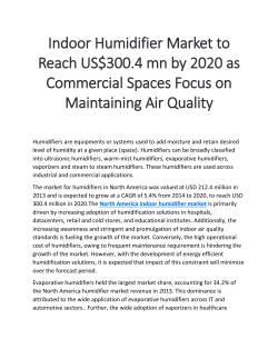Indoor Humidifier Market to Reach US