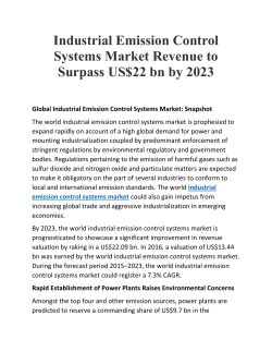 Industrial Emission Control Systems Market Revenue to Surpass US