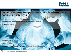 Generic Oncology Drugs Market to Display Growth at a CAGR of 6.2% in 2028