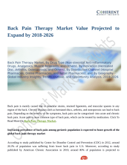 Back Pain Therapy Market Value Projected to Expand by 2018-2026