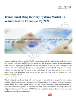 Transdermal Drug Delivery Systems Market To Witness Robust Expansion By 2026