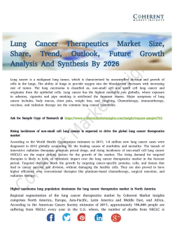 Lung Cancer Therapeutics Market to Witness Substantial Gains Over 2018-2026