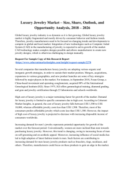 Luxury Jewelry Market &ndash; Size, Share, Outlook, and Opportunity Analysis, 2018 &ndash; 2026