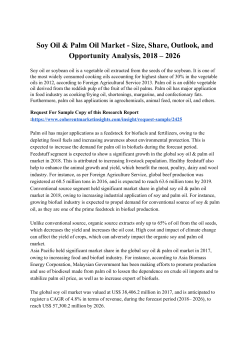 Soy Oil & Palm Oil Market - Size, Share, Outlook, and Opportunity Analysis, 2018 &ndash; 2026