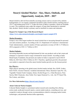 Stearyl Alcohol Market &ndash; Size, Share, Outlook, and Opportunity Analysis, 2019 &ndash; 2027