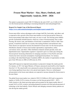 Frozen Meat Market &ndash; Size, Share, Outlook, and Opportunity Analysis, 2018 &ndash; 2026