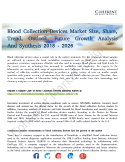 Blood Collection Devices Market Developments and Forecast 2018-2026