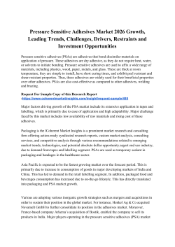   Pressure Sensitive Adhesives Market  2026 Growth, Leading Trends, Challenges, Drivers, Restraints and Investment Opportunities