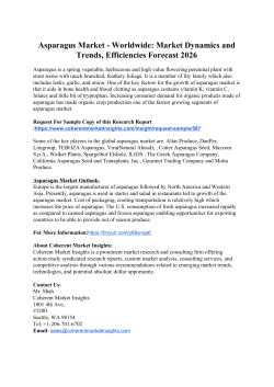  Asparagus Market - Worldwide: Market Dynamics and Trends, Efficiencies Forecast 2026