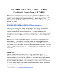  Astaxanthin Market Share Forecast To Witness Considerable Growth From 2018 To 2026