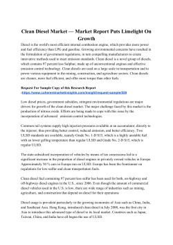  Clean Diesel Market &mdash; Market Report Puts Limelight On Growth