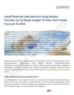 Small Molecule Anti-infective Drug Market Provides An In-Depth Insight Of Sales And Trends Forecast To 2026