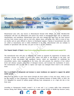 Mesenchymal Stem Cells Market Anticipates Steady Growth Till 2026
