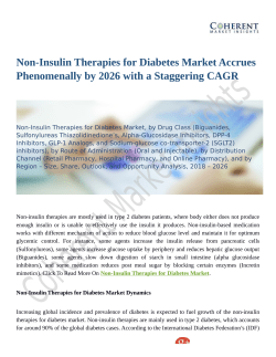 Non-Insulin Therapies for Diabetes Market Revenue Growth Predicted by 2026