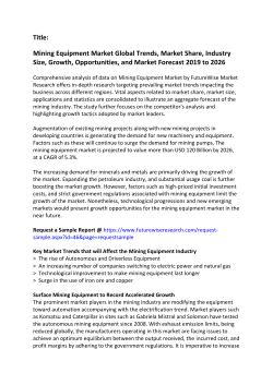 Mining Equipment Market Global Trends, Market Share, Industry Size, Growth, Opportunities, and Market Forecast 2019 to 2026