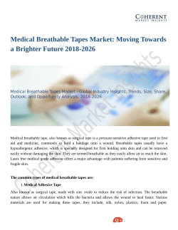 Medical Breathable Tapes Market Scrutinized in New Research 2018-2026
