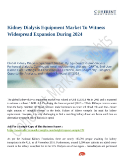 Kidney Dialysis Equipment Market Revenue Growth Predicted by 2024