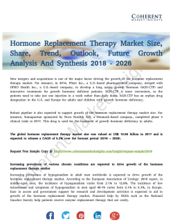 Hormone Replacement Therapy Market Anticipates Steady Growth Till 2026