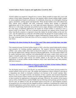 Alcohol Sulfates Market Analysis and Application