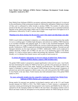 Fatty Methyl Ester Sulfonate (FMES) Market Challenges Development Trends &amp; Competitive Analysis by 2023