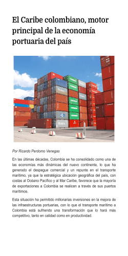 El Caribe colombiano, motor principal de la economía portuaria del país