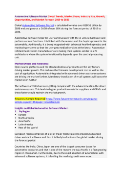Automotive Software Market Global Trends, Market Share, Industry Size, Growth, Opportunities, and Market Forecast 2019 to 2026