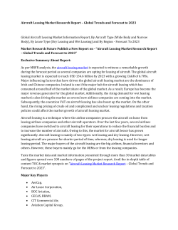 Aircraft Leasing Market Research Report Information - Global Forecast to 2025
