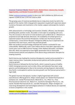 Insomnia Treatment Market Global Trends, Market Share, Industry Size, Growth, Opportunities, and Market Forecast 2019 to 2029