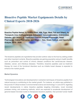 Bioactive Peptide Market Equipments Details by Clinical Experts 2018-2026
