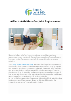 Athletic Activities after Joint Replacement