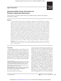 Adenosine Inhibits Tumor Cell Invasion via Receptor