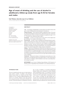 Age of onset of drinking and the use of alcohol in adulthood