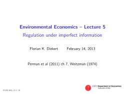 Environmental Economics &ndash; Lecture 5 Regulation under