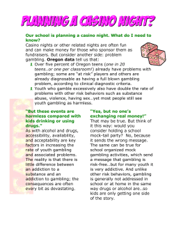 Our school is planning a casino night