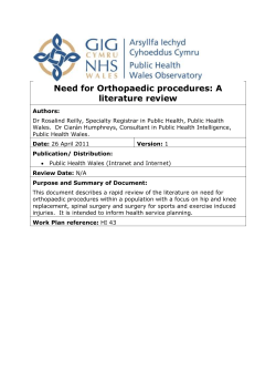 Need for Orthopaedic procedures: A literature review