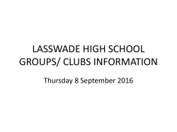 LASSWADE HIGH SCHOOL GROUPS/ CLUBS INFORMATION
