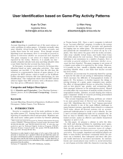 User Identification based on Game