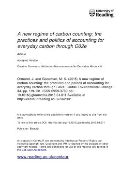A new regime of carbon counting - Reading`s CentAUR