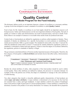 Quality Control: A Model Program for the Food