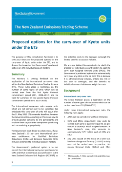 Proposed options for the carry-over of Kyoto units under the ETS