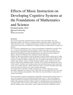Effects of Music Instruction on Developing Cognitive Systems at the