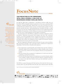 CGAP Reflections on the Compartamos Initial Public Offering: A