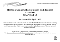 Heritage Conservation retention and disposal schedule QDAN 741 v