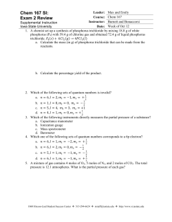 Chem 167 SI: Exam 2 Review