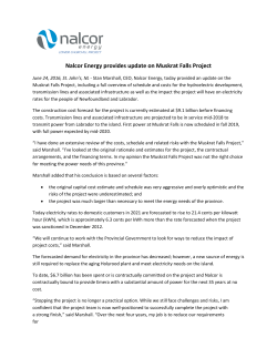 Nalcor Energy provides update on Muskrat Falls Project