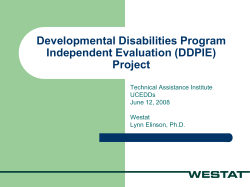 Developmental Disabilities Program Independent Evaluation (DDPIE)